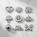 Luxury Silver Bling Shoe Charms Set - 12Pcs Rhinestone & Pearl DIY Jewelry for Clogs