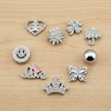 Luxury Silver Bling Shoe Charms Set - 12Pcs Rhinestone & Pearl DIY Jewelry for Clogs